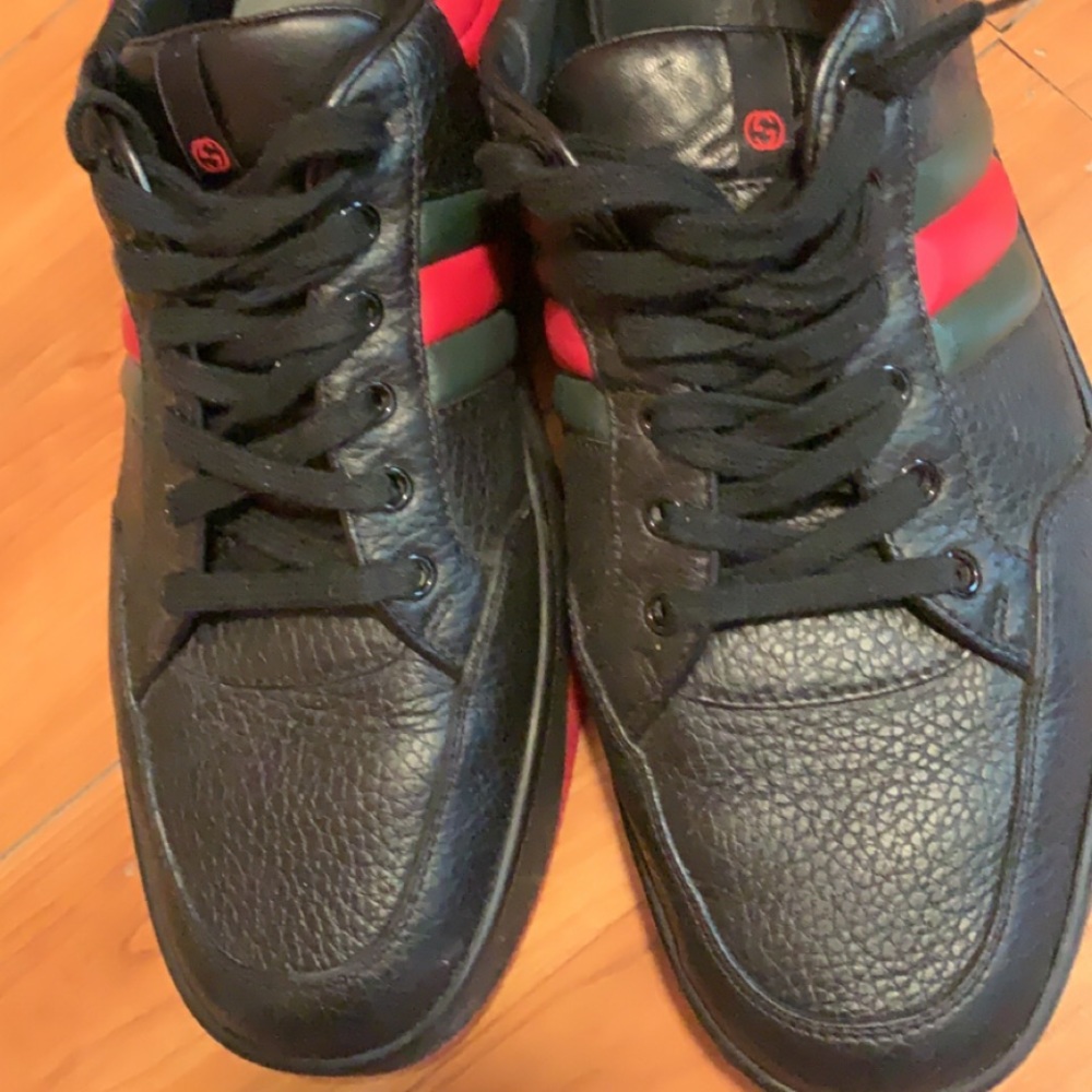 Ace leather black gucci shoes